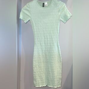 H&M Mint Green Short Sleeve Ribbed Bodycon Dress
